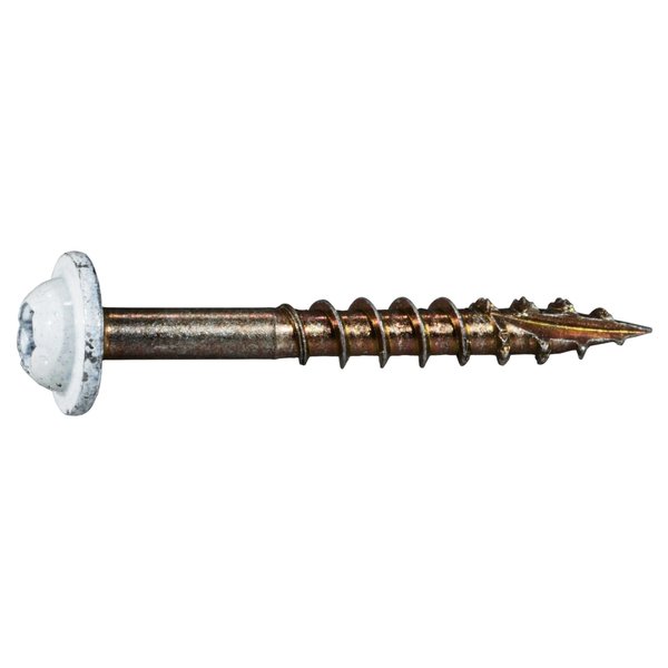 Saberdrive Wood Screw, #9, 1-1/2 in, White Steel Round Head Torx Drive, 143 PK 54083